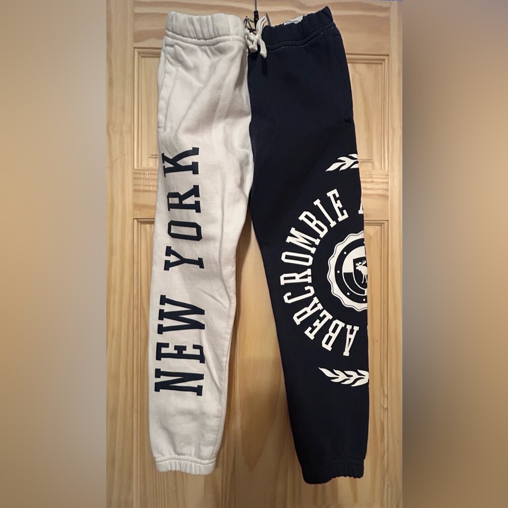 Abercrombie Kids Dark Blue and White Graphic Joggers